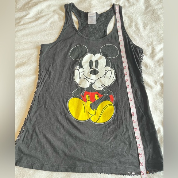 Disney Mickey Mouse Black Sequin Racerback Tank Top Sz XL Streetwear Gorpcore - Picture 9 of 14